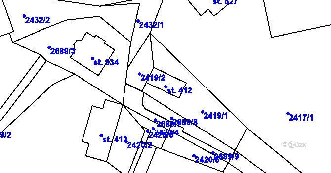 Parcela st. 412 v KÚ Skalice u České Lípy, Katastrální mapa