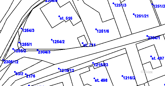 Parcela st. 711 v KÚ Skalice u České Lípy, Katastrální mapa