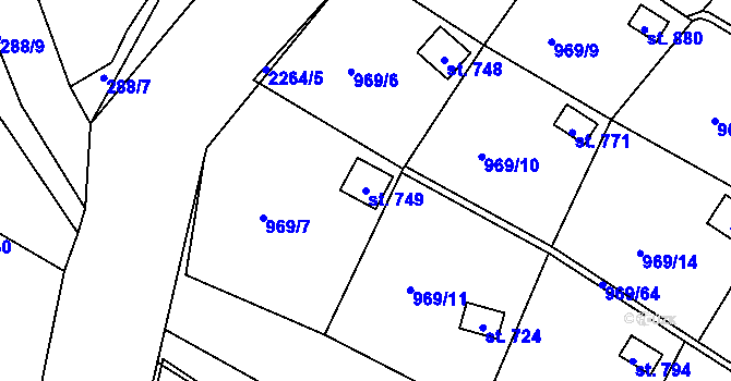 Parcela st. 749 v KÚ Skalice u České Lípy, Katastrální mapa