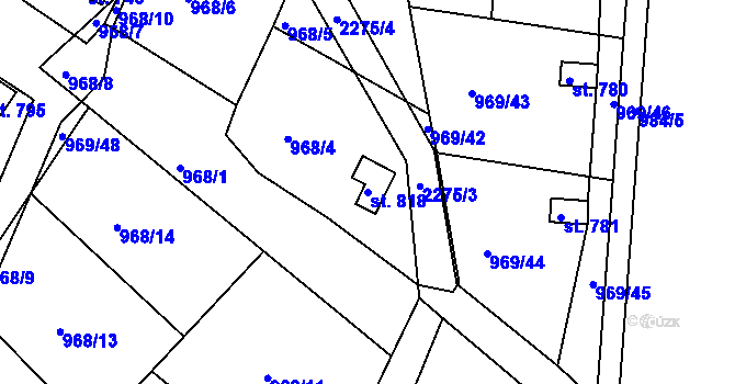 Parcela st. 818 v KÚ Skalice u České Lípy, Katastrální mapa