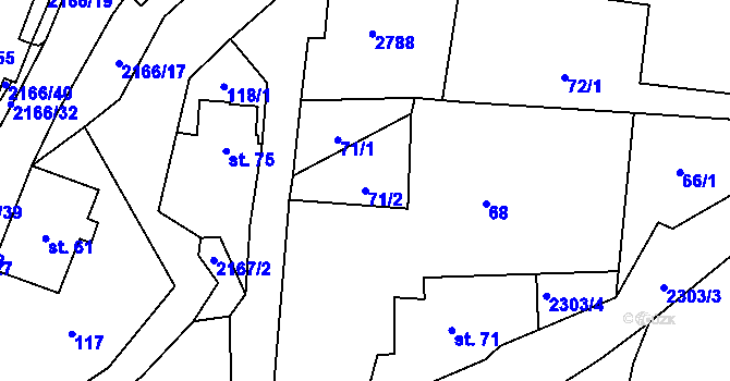 Parcela st. 71/2 v KÚ Skalice u České Lípy, Katastrální mapa
