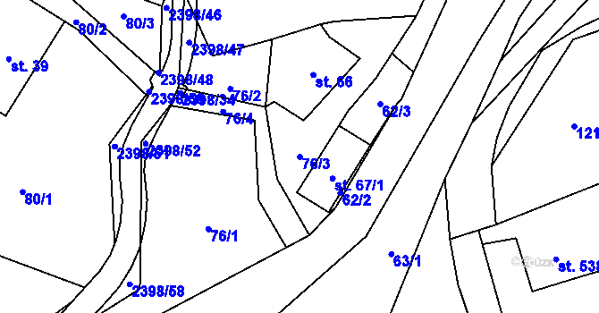 Parcela st. 76/3 v KÚ Skalice u České Lípy, Katastrální mapa