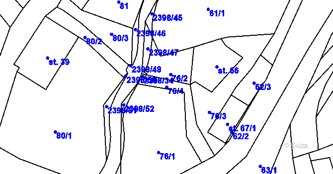 Parcela st. 76/4 v KÚ Skalice u České Lípy, Katastrální mapa