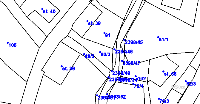 Parcela st. 80/3 v KÚ Skalice u České Lípy, Katastrální mapa