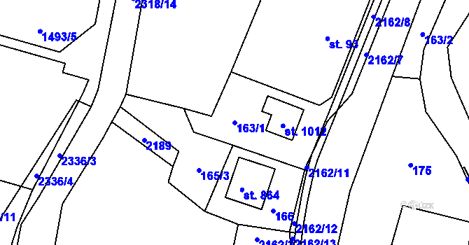 Parcela st. 163/1 v KÚ Skalice u České Lípy, Katastrální mapa