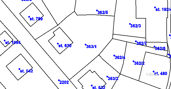 Parcela st. 363/1 v KÚ Skalice u České Lípy, Katastrální mapa