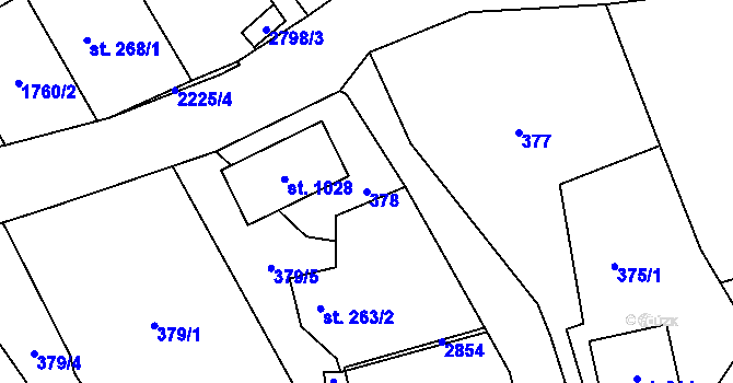 Parcela st. 378 v KÚ Skalice u České Lípy, Katastrální mapa