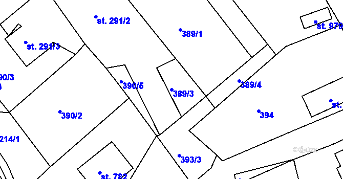 Parcela st. 389/3 v KÚ Skalice u České Lípy, Katastrální mapa