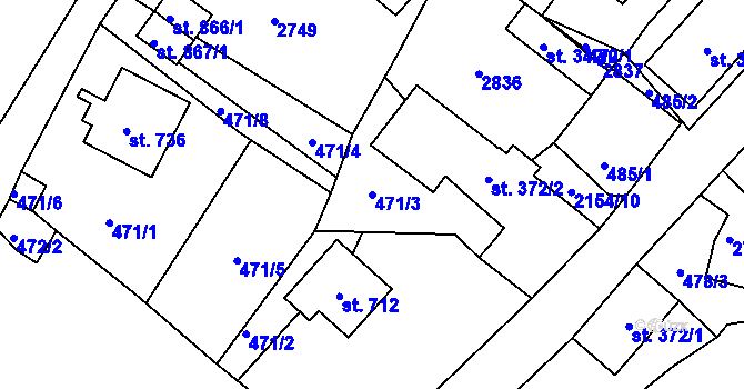 Parcela st. 471/3 v KÚ Skalice u České Lípy, Katastrální mapa