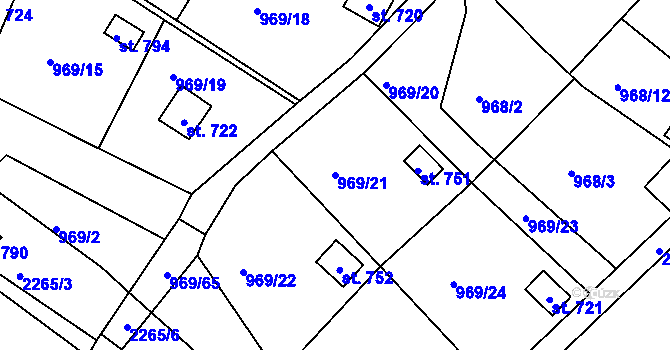 Parcela st. 969/21 v KÚ Skalice u České Lípy, Katastrální mapa