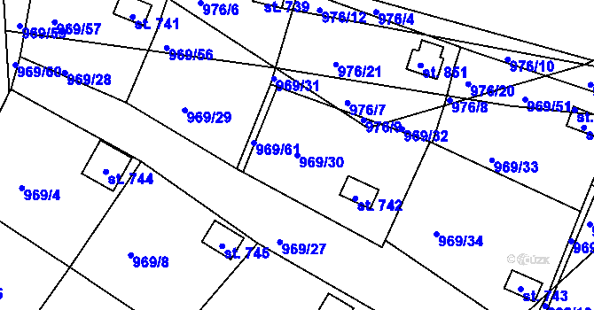 Parcela st. 969/30 v KÚ Skalice u České Lípy, Katastrální mapa
