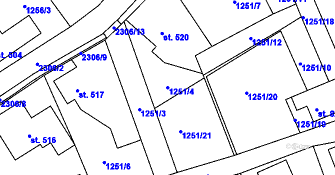 Parcela st. 1251/4 v KÚ Skalice u České Lípy, Katastrální mapa