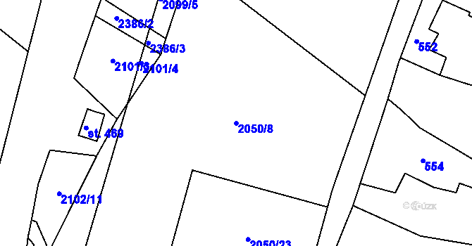 Parcela st. 2050/8 v KÚ Skalice u České Lípy, Katastrální mapa