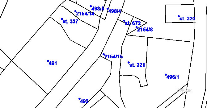 Parcela st. 2154/15 v KÚ Skalice u České Lípy, Katastrální mapa