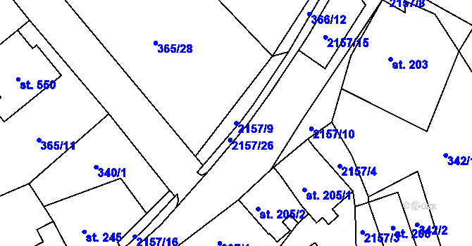 Parcela st. 2157/9 v KÚ Skalice u České Lípy, Katastrální mapa
