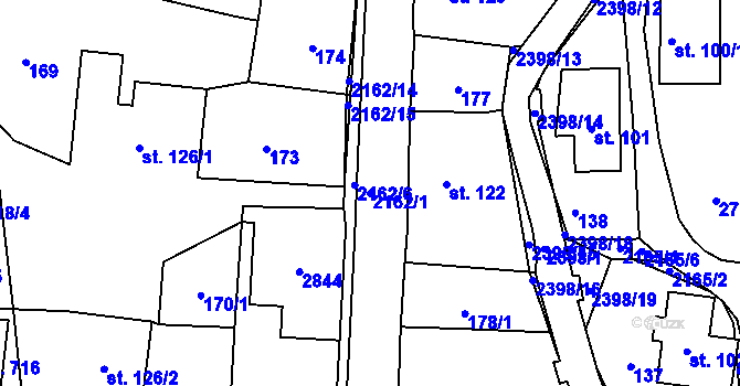 Parcela st. 2162/1 v KÚ Skalice u České Lípy, Katastrální mapa