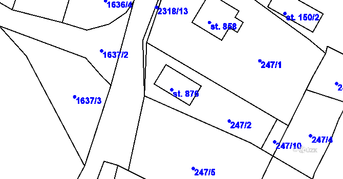 Parcela st. 876 v KÚ Skalice u České Lípy, Katastrální mapa