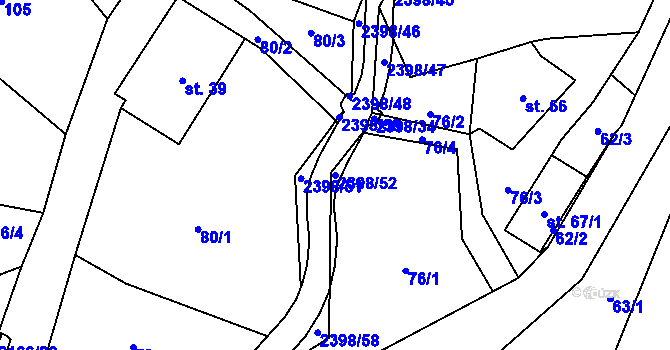 Parcela st. 2398/52 v KÚ Skalice u České Lípy, Katastrální mapa