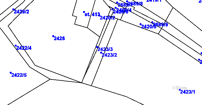 Parcela st. 2423/2 v KÚ Skalice u České Lípy, Katastrální mapa