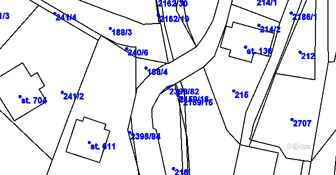 Parcela st. 2398/82 v KÚ Skalice u České Lípy, Katastrální mapa