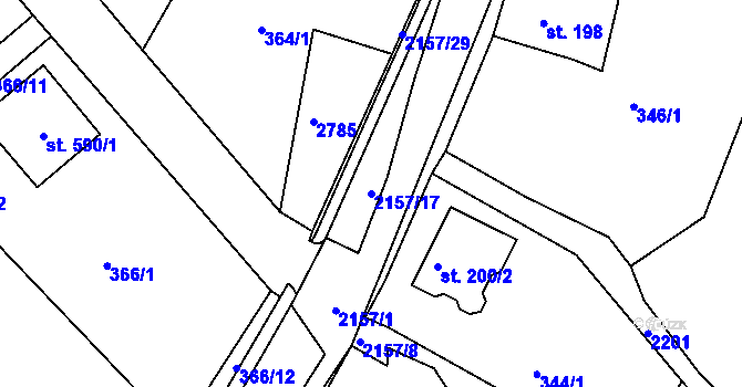 Parcela st. 2157/17 v KÚ Skalice u České Lípy, Katastrální mapa