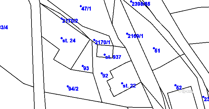 Parcela st. 937 v KÚ Skalice u České Lípy, Katastrální mapa