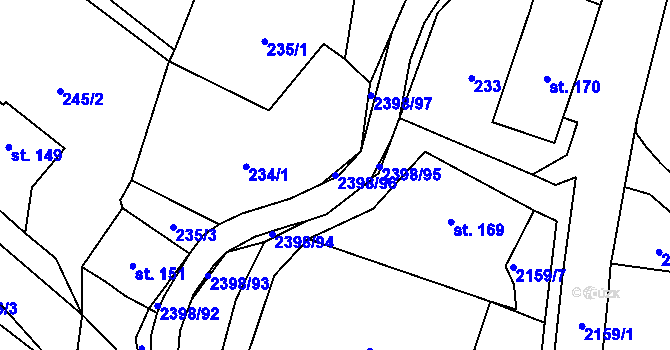 Parcela st. 2398/96 v KÚ Skalice u České Lípy, Katastrální mapa
