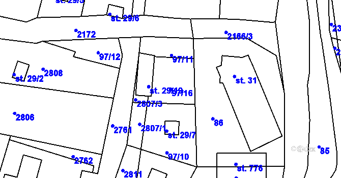 Parcela st. 97/16 v KÚ Skalice u České Lípy, Katastrální mapa