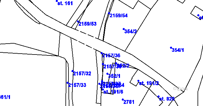 Parcela st. 2157/36 v KÚ Skalice u České Lípy, Katastrální mapa