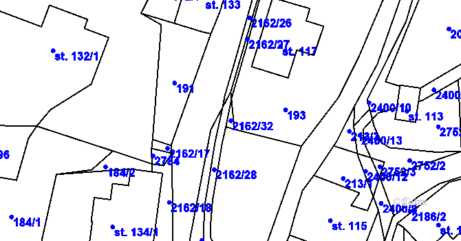 Parcela st. 2162/32 v KÚ Skalice u České Lípy, Katastrální mapa