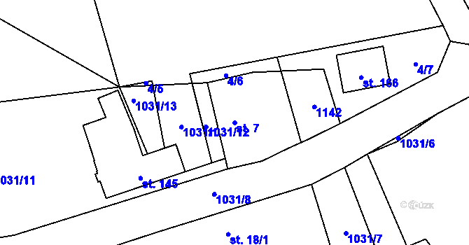 Parcela st. 7 v KÚ Číbuz, Katastrální mapa