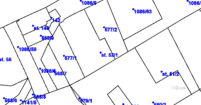 Parcela st. 52/1 v KÚ Skalice u Smiřic, Katastrální mapa