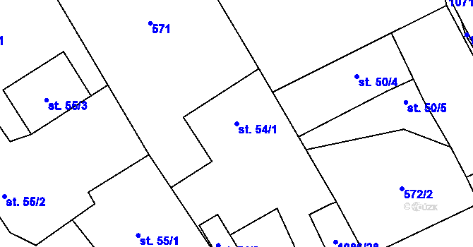 Parcela st. 54/1 v KÚ Skalice u Smiřic, Katastrální mapa