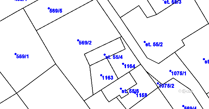 Parcela st. 55/4 v KÚ Skalice u Smiřic, Katastrální mapa