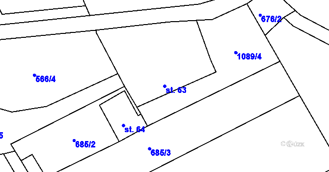 Parcela st. 63 v KÚ Skalice u Smiřic, Katastrální mapa