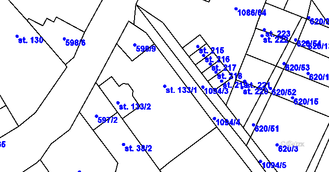 Parcela st. 133/1 v KÚ Skalice u Smiřic, Katastrální mapa