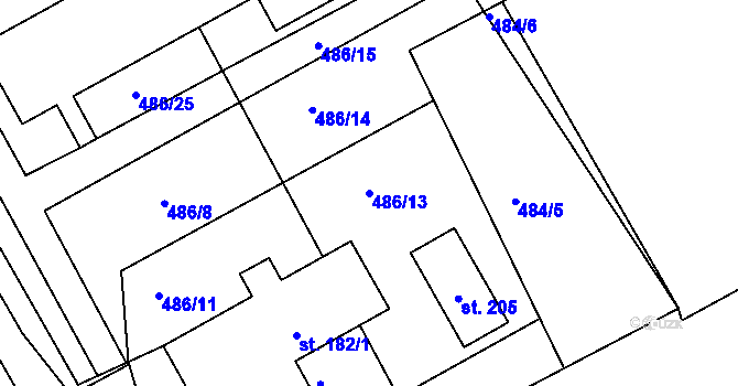 Parcela st. 486/13 v KÚ Skalice u Smiřic, Katastrální mapa