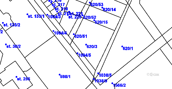 Parcela st. 620/3 v KÚ Skalice u Smiřic, Katastrální mapa