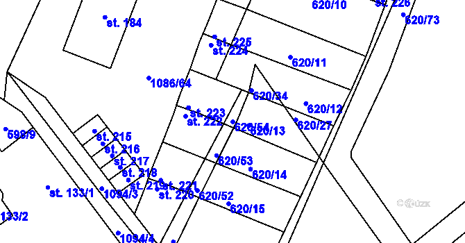 Parcela st. 620/54 v KÚ Skalice u Smiřic, Katastrální mapa