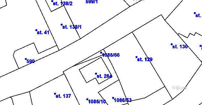 Parcela st. 1086/66 v KÚ Skalice u Smiřic, Katastrální mapa
