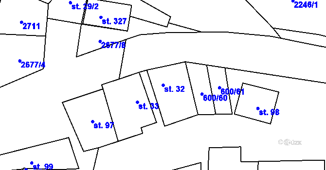 Parcela st. 32 v KÚ Skalice u Znojma, Katastrální mapa