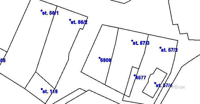 Parcela st. 57/1 v KÚ Skalice u Znojma, Katastrální mapa