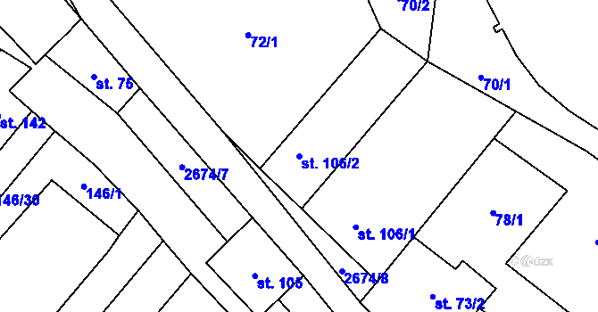 Parcela st. 106/2 v KÚ Skalice u Znojma, Katastrální mapa