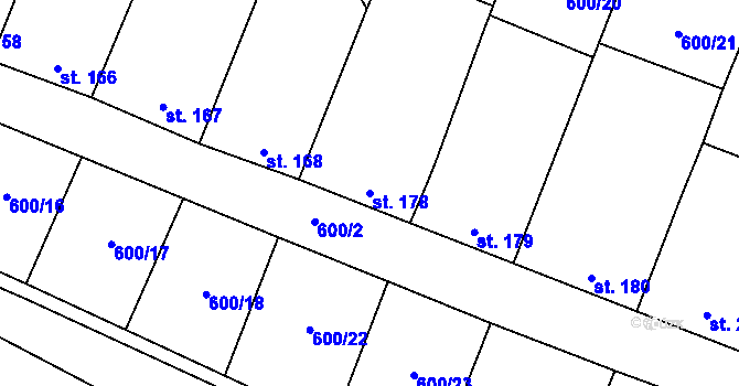 Parcela st. 178 v KÚ Skalice u Znojma, Katastrální mapa