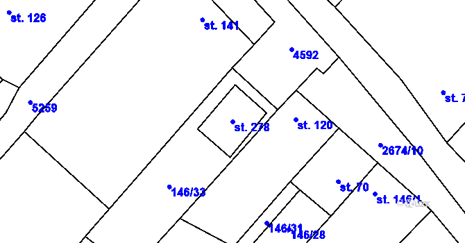 Parcela st. 278 v KÚ Skalice u Znojma, Katastrální mapa