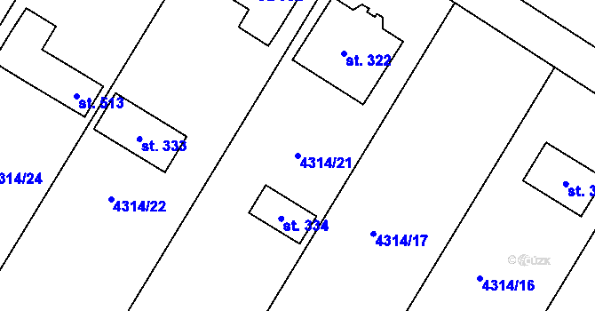 Parcela st. 4314/21 v KÚ Skalice u Znojma, Katastrální mapa