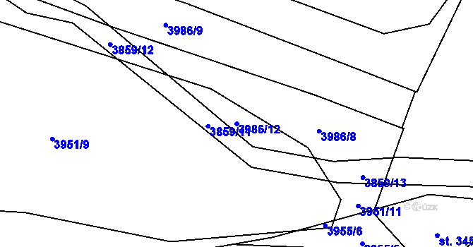 Parcela st. 3986/12 v KÚ Skalice u Znojma, Katastrální mapa