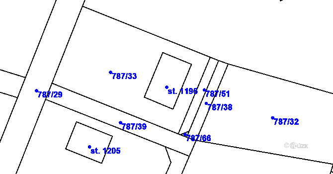 Parcela st. 1196 v KÚ Skalice u Frýdku-Místku, Katastrální mapa