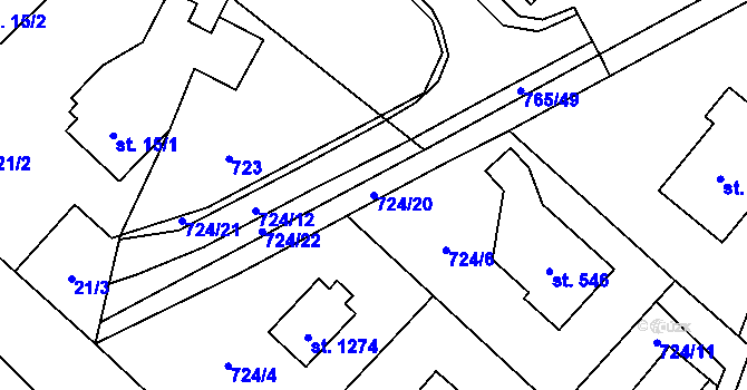 Parcela st. 724/20 v KÚ Skalice u Frýdku-Místku, Katastrální mapa