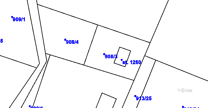Parcela st. 908/3 v KÚ Skalice u Frýdku-Místku, Katastrální mapa